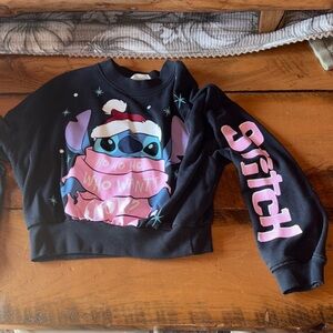 Disney Black and Pink Stitch Holiday Sweatshirt